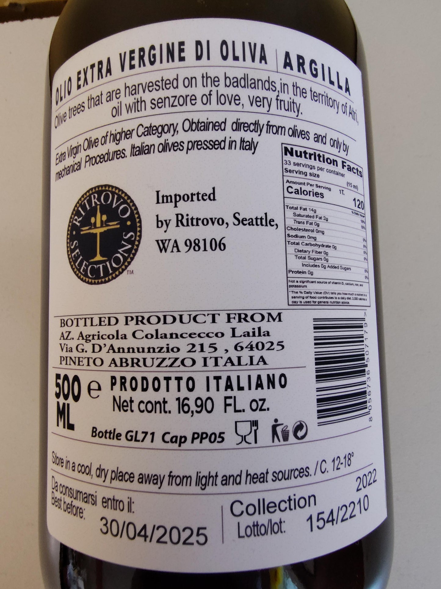 Tenuta Sant'Ilario Argilla Extra Virgin Olive Oil