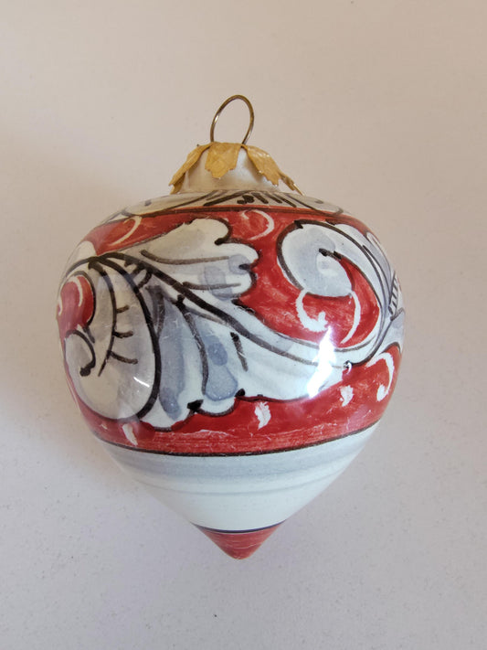 Red Renaissance Leaf Small Tear Ornament