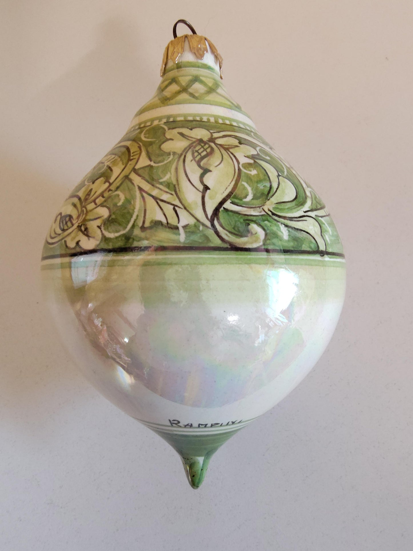 Large Green Lustre Tear Ornament