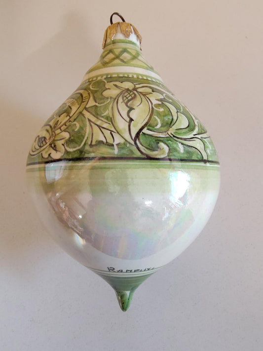 Large Green Lustre Tear Ornament