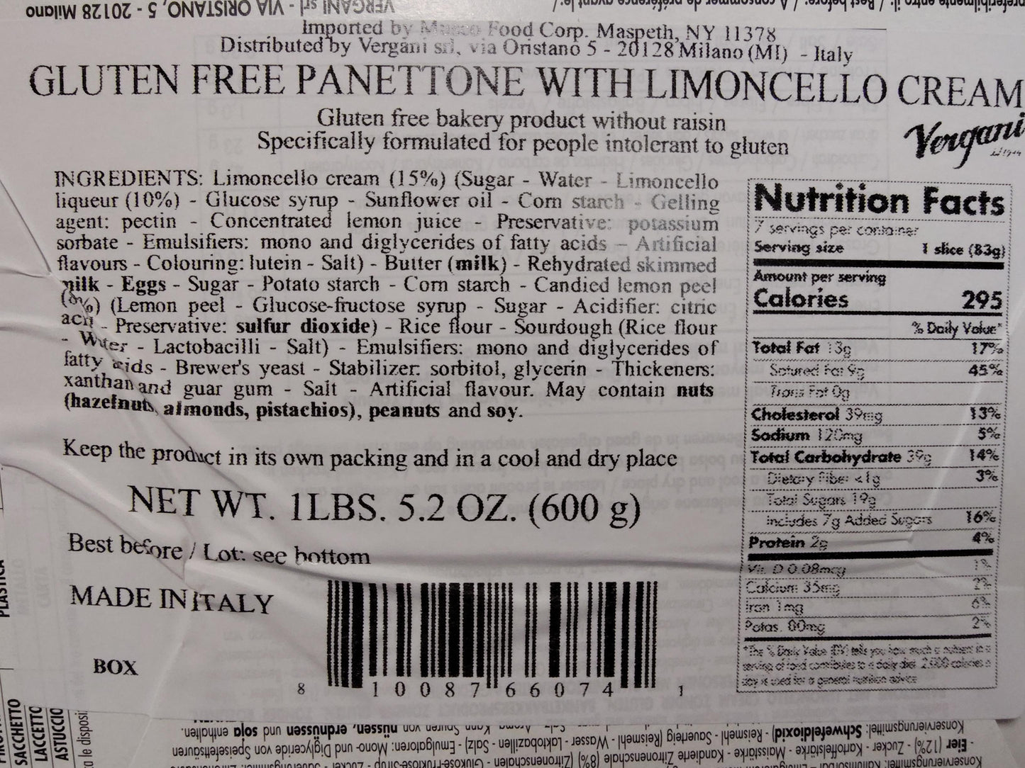 Vergani Gluten Free Limoncello Panettone