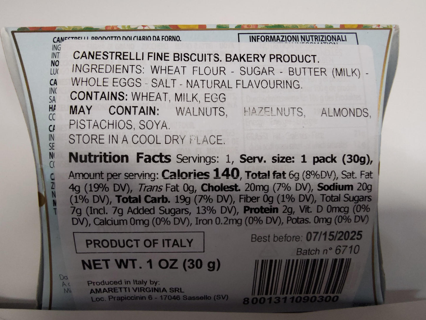 Canestrelli ni Virginia Mini Fine Biscuits 1oz