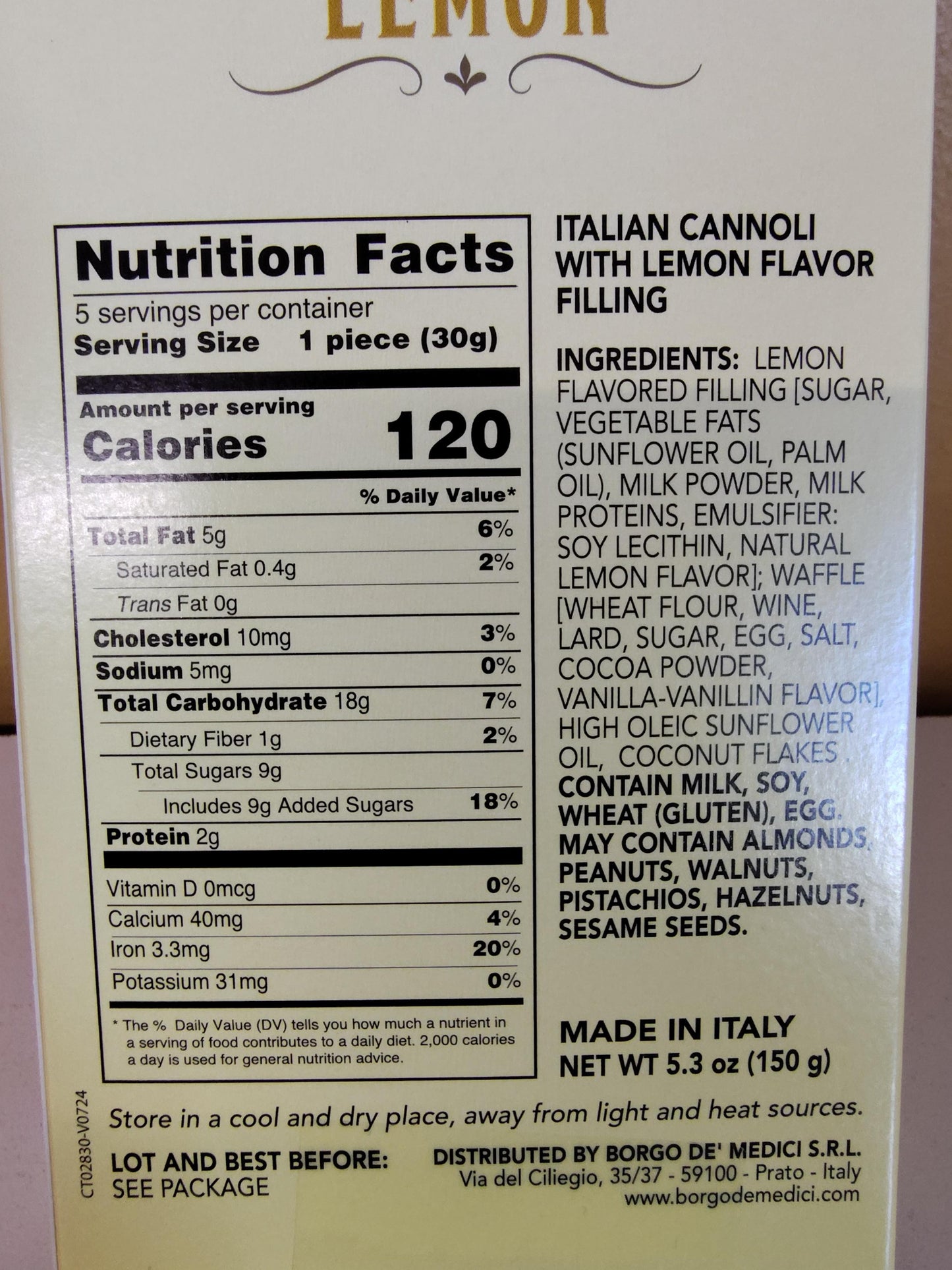 Borgo de' Medici Italian Cannoli with Lemon