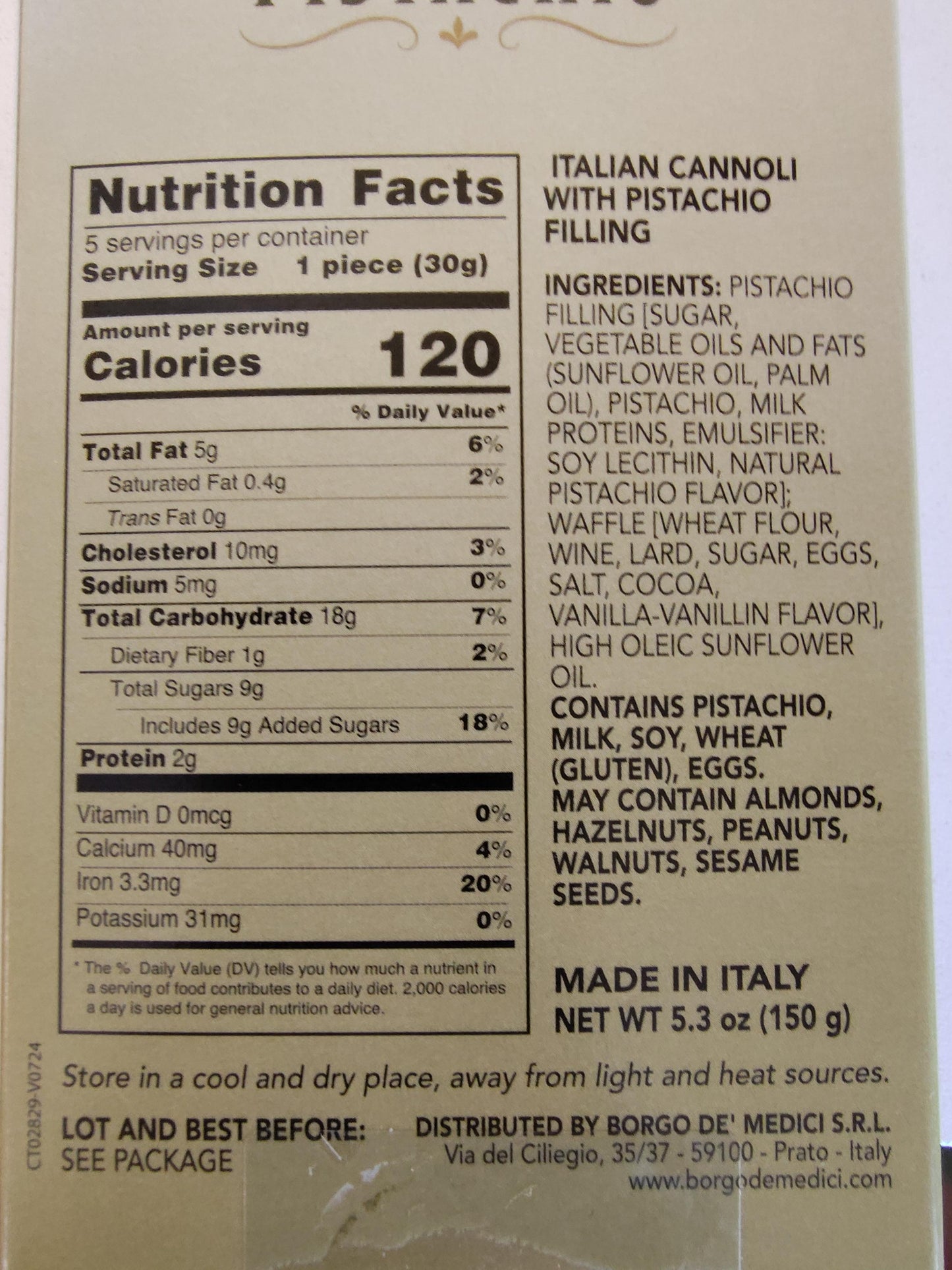 Borgo de' Medici Italian Cannoli with Pistachio