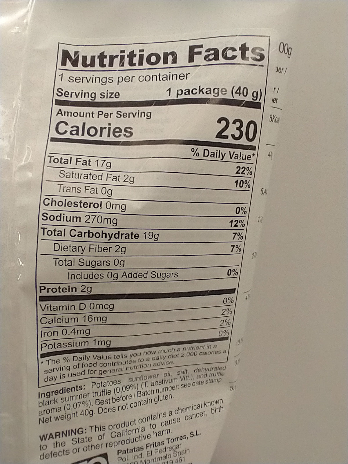 Torres Black Truffle Potato Chips Small