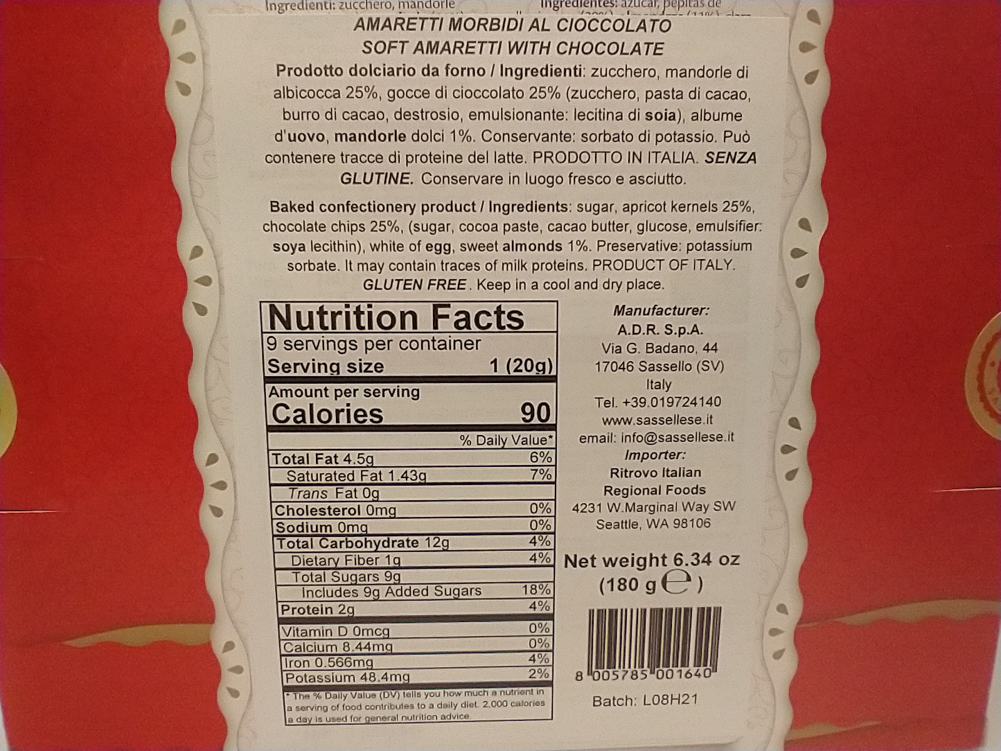 Sassellese Soft Amaretti with Chocolate