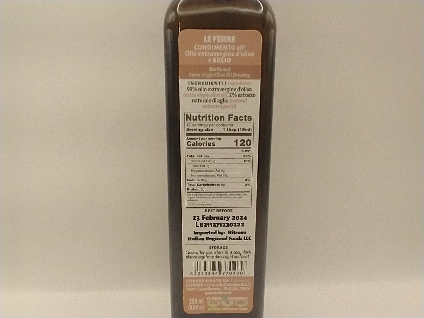 Le Ferre Garlic Olive Oil