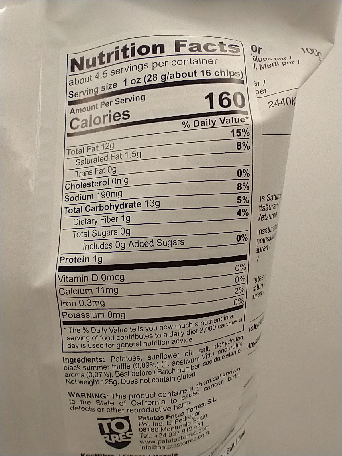 Torres Black Truffle Potato Chips Large