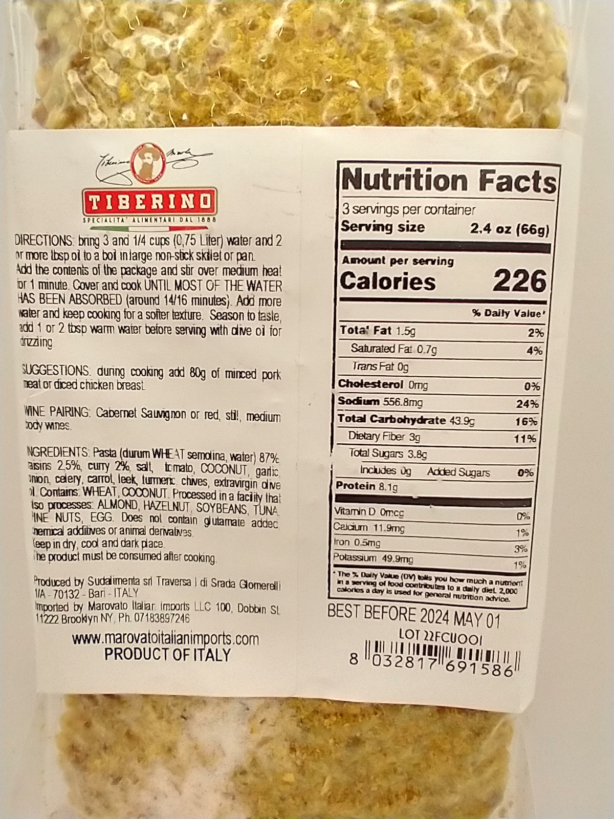 Marovato Fregola Curry Raisins