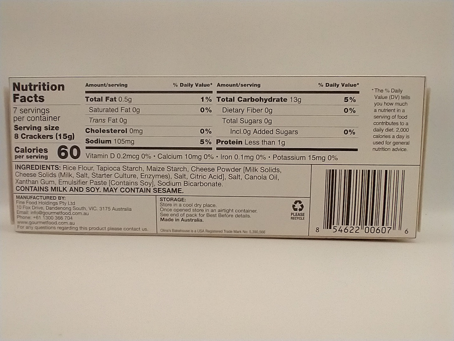 Olina's Gluten Free Plain Wafers