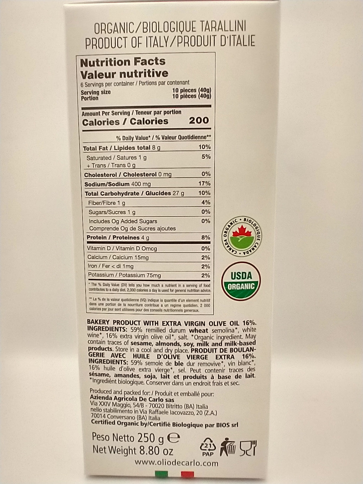 DeCarlo Organic Tarallini