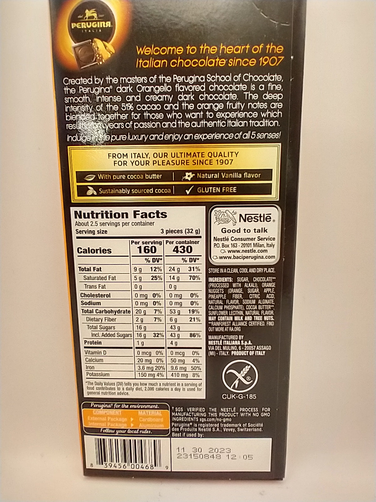 Perugina Dark Chocolate Orangello Bar