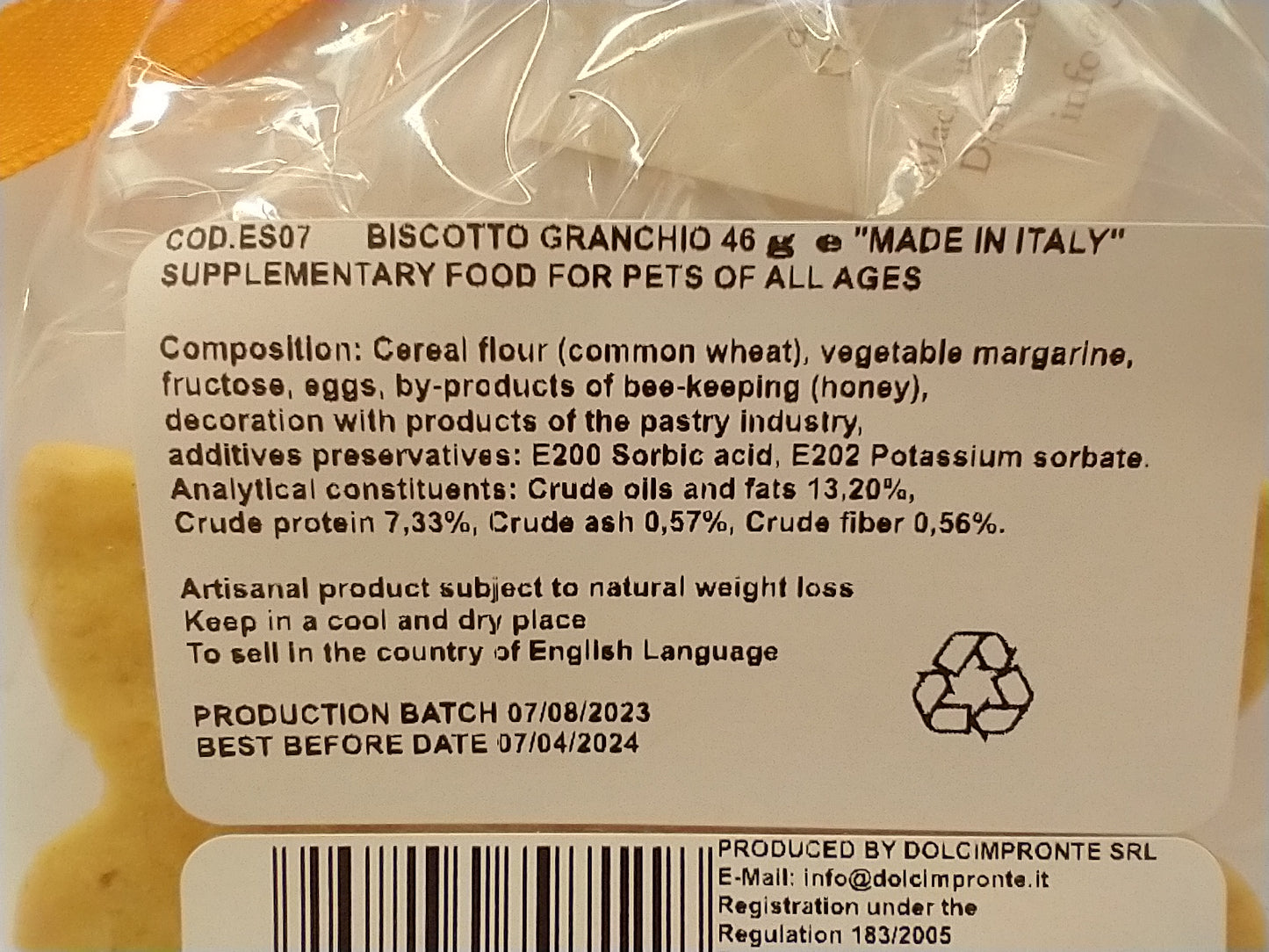 Dolci Impronte Granchio Crab Dog Biscuit