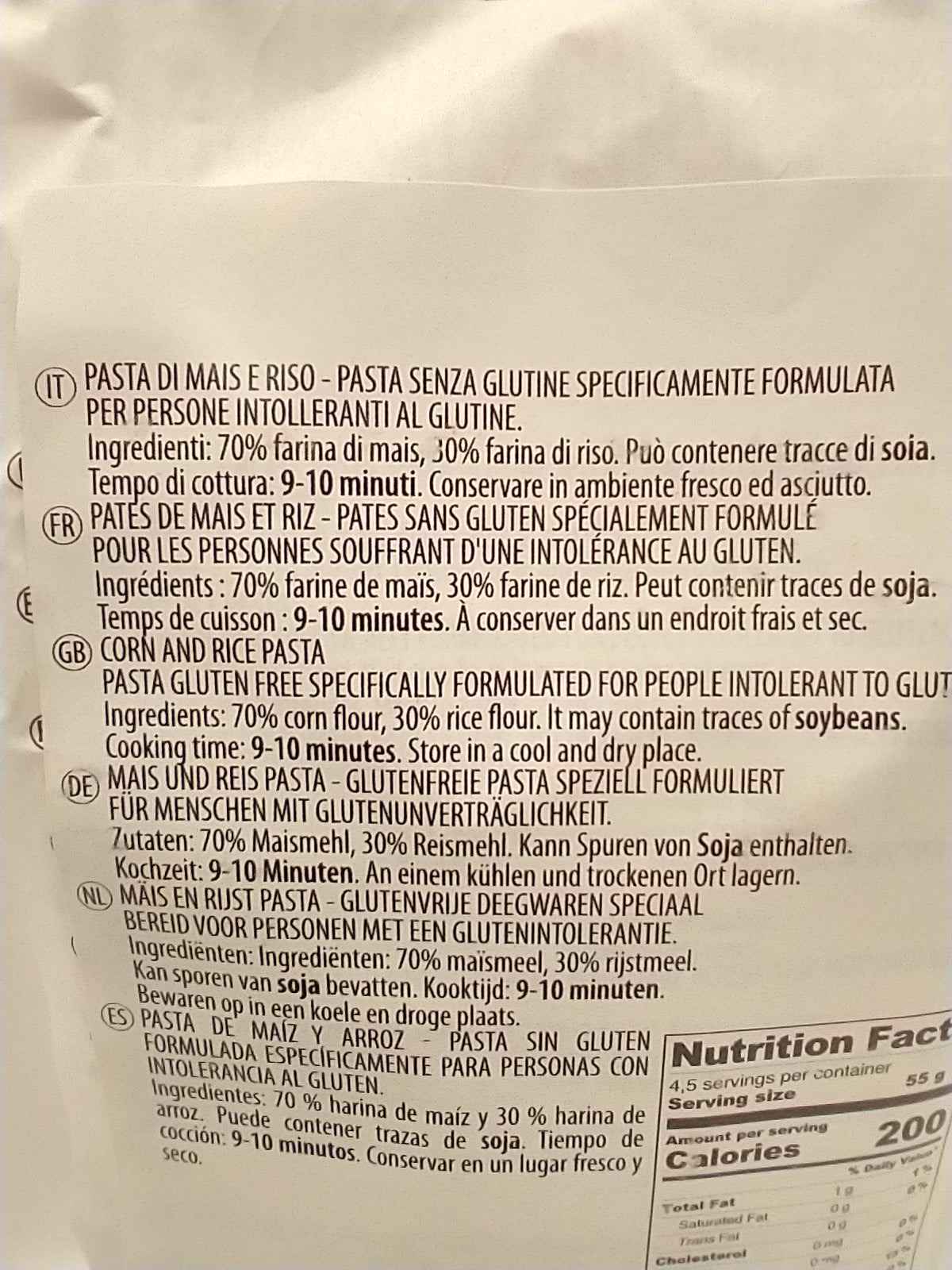 Pasta Natura Gluten Free Corn and Rice Fusilli Pasta