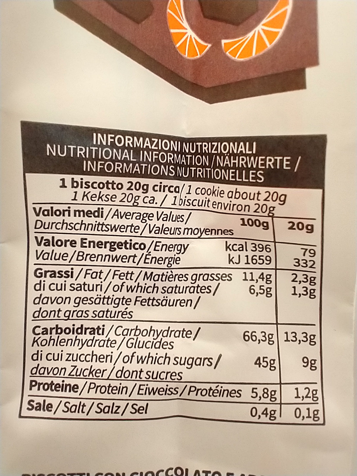 Fratelli Lunardi Biscotti with chocolate and orange