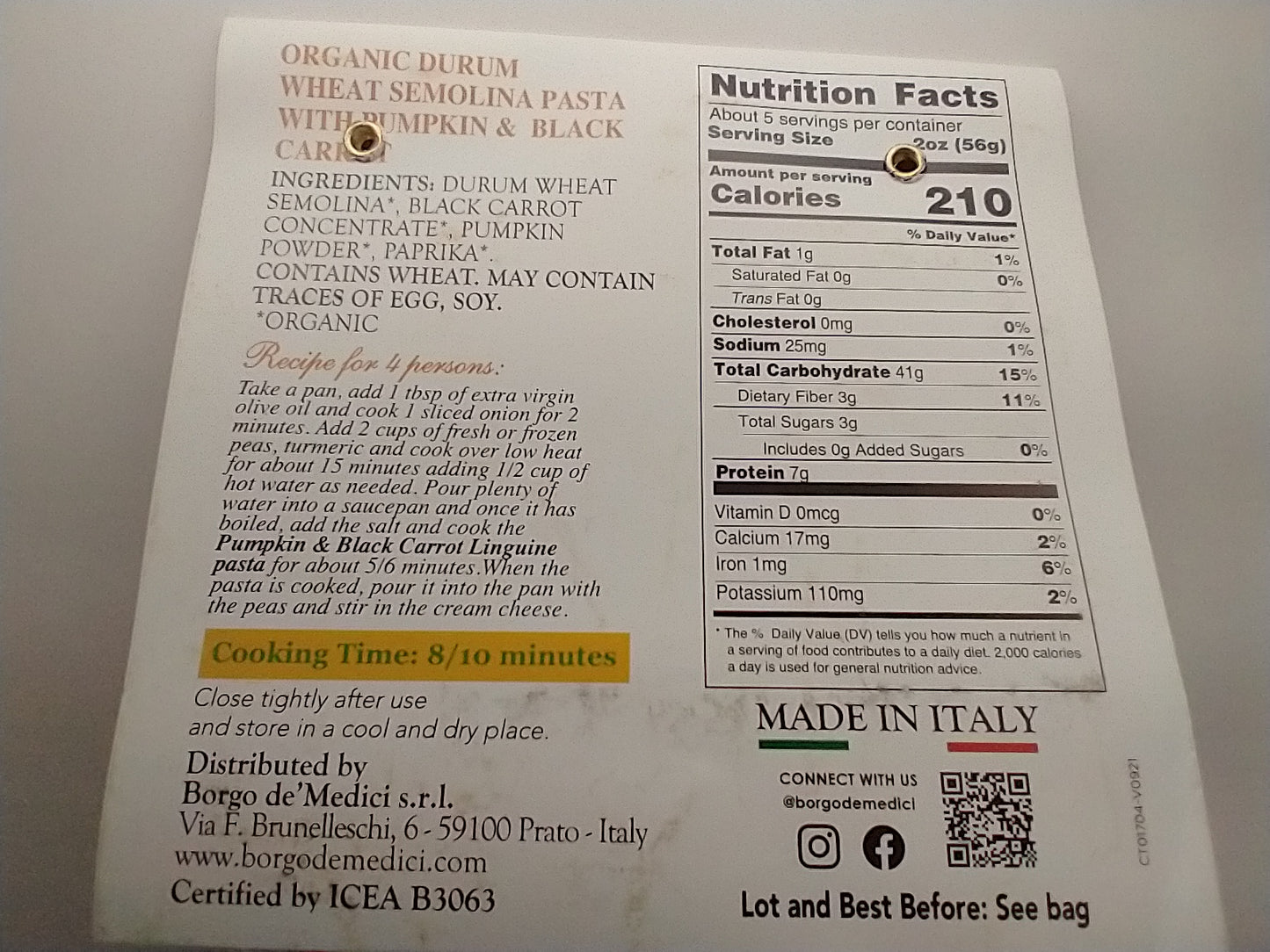 Borgo de' Medici Pumpkin & Black Carrot Linguine