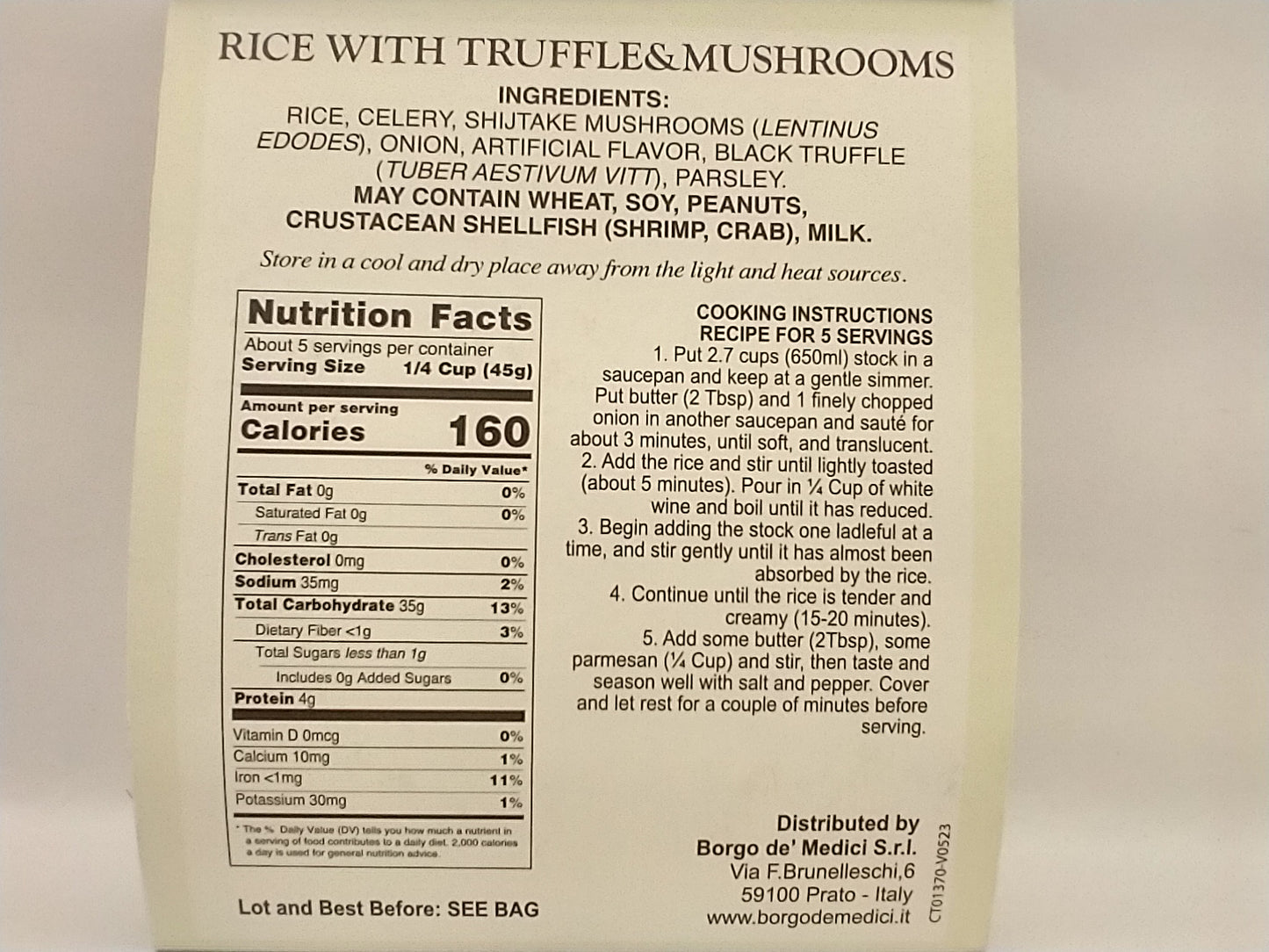 Borgo de' Medici Christmas Risotto Truffles & Mushroom
