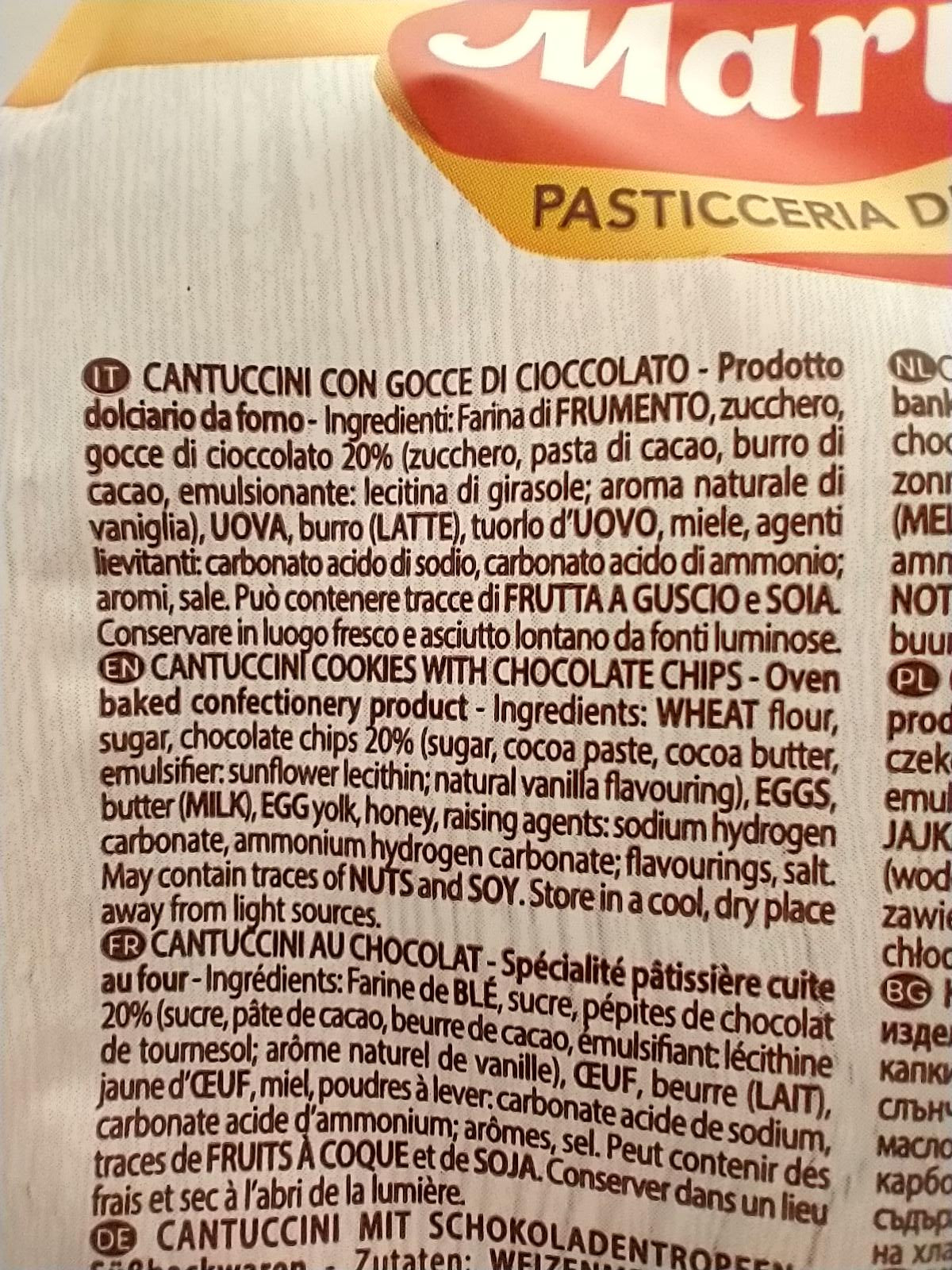 Marini Cantuccini Biscotti with chocolate chips