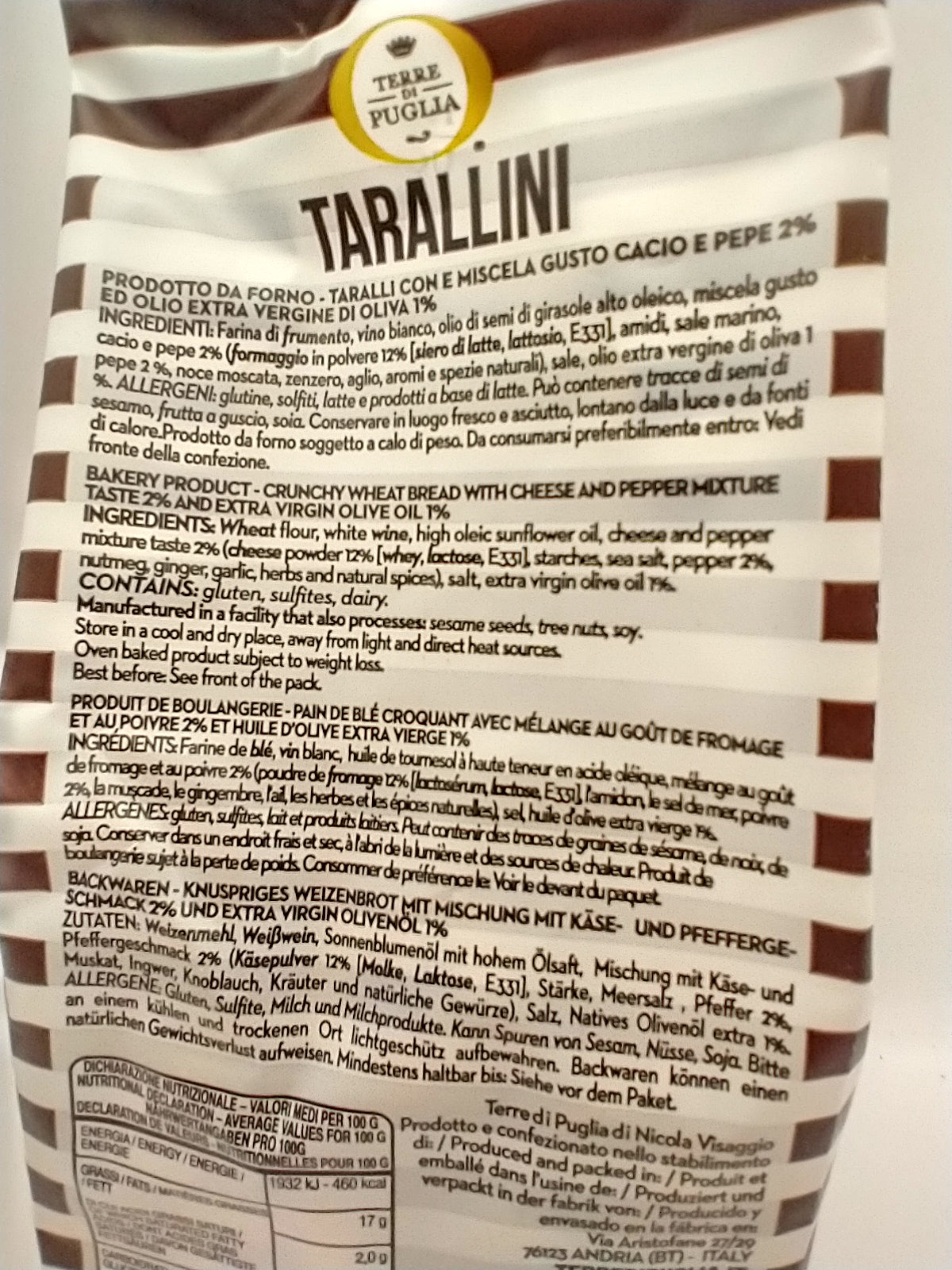 Tarallini Cacio e Pepe with cheese and black pepper