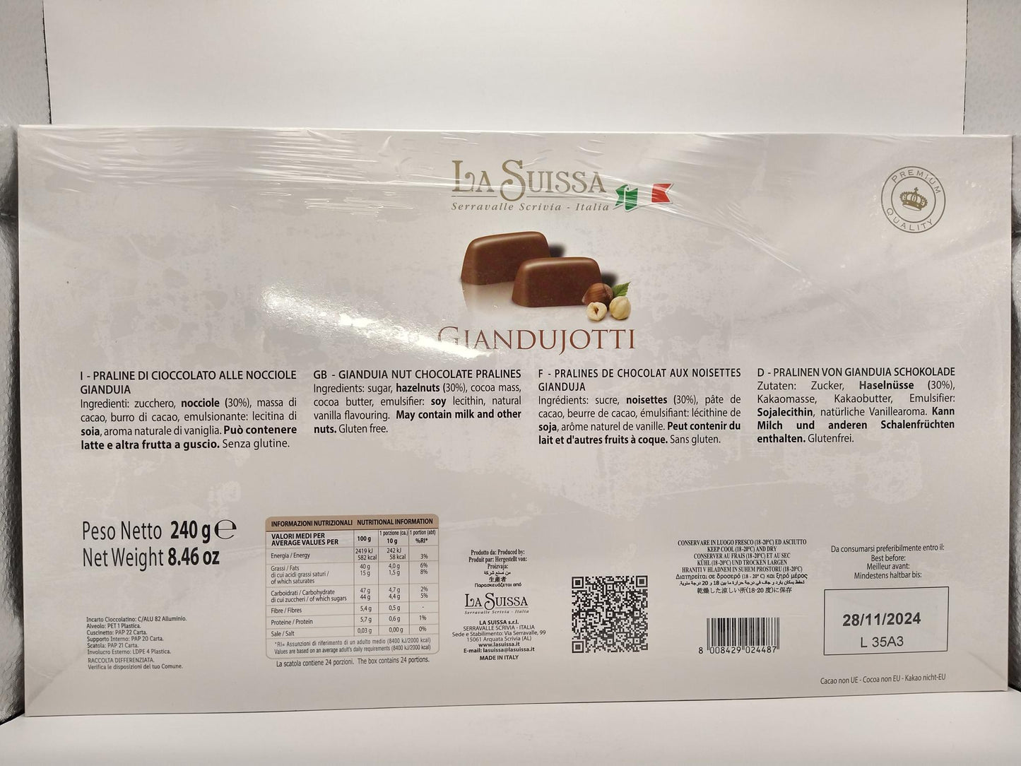 La Suissa Giandujotti Chocolates in Gift Box