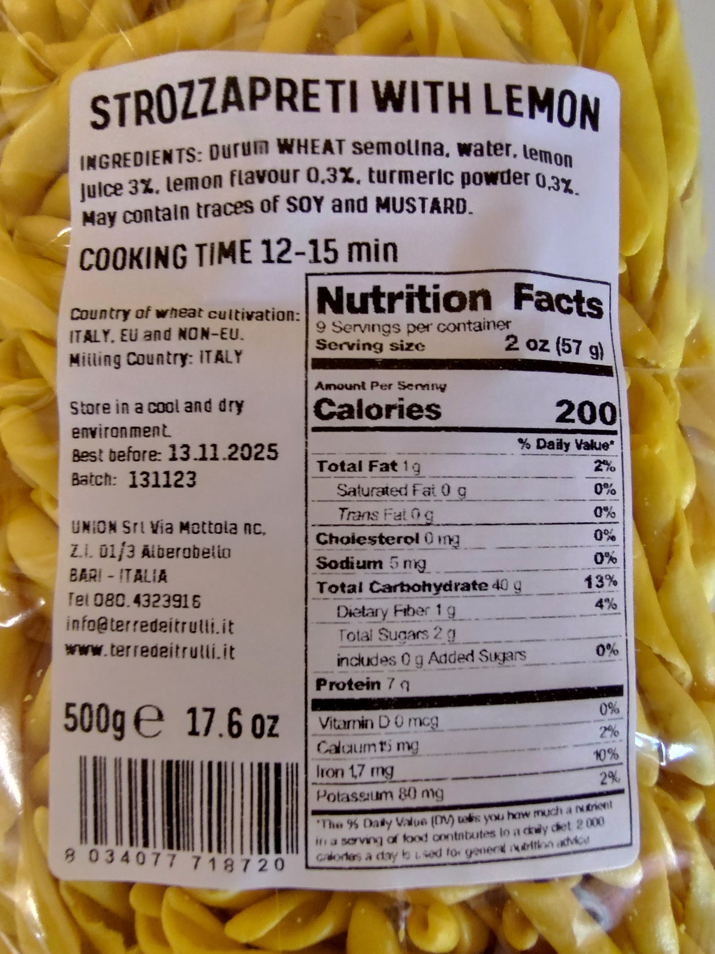 Terre dei Trulli Strozzapreti with Lemon