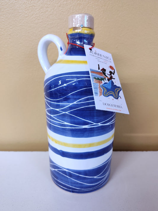 Sorrento Extra Virgin Olive Oil in Blue Handmade Jar with Handle