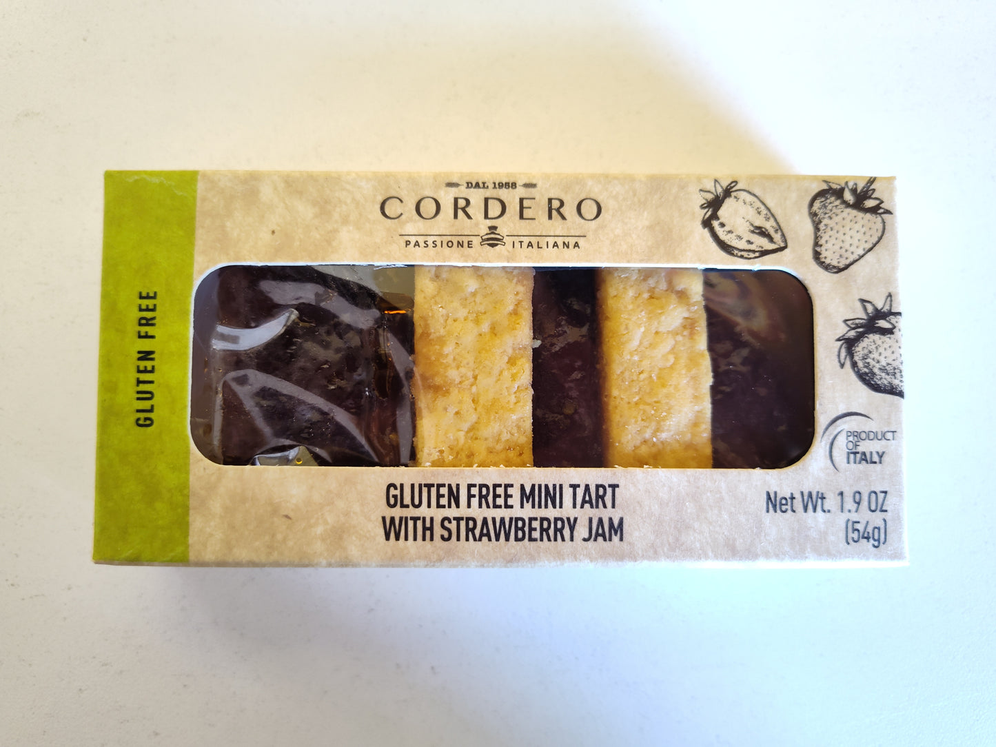 Cordero Gluten Free Cornmeal Mini Tart with Strawberry jam