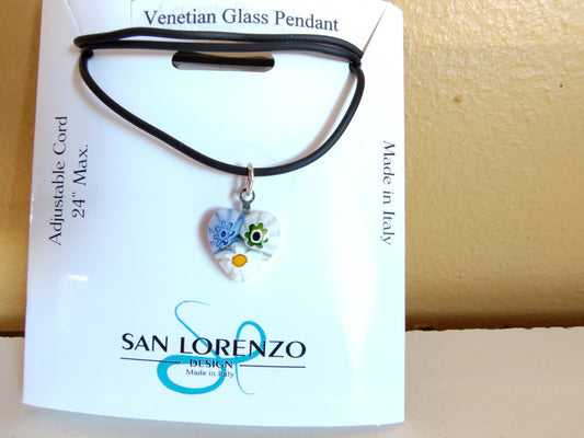 Murano Glass Pastel Heart Pendant