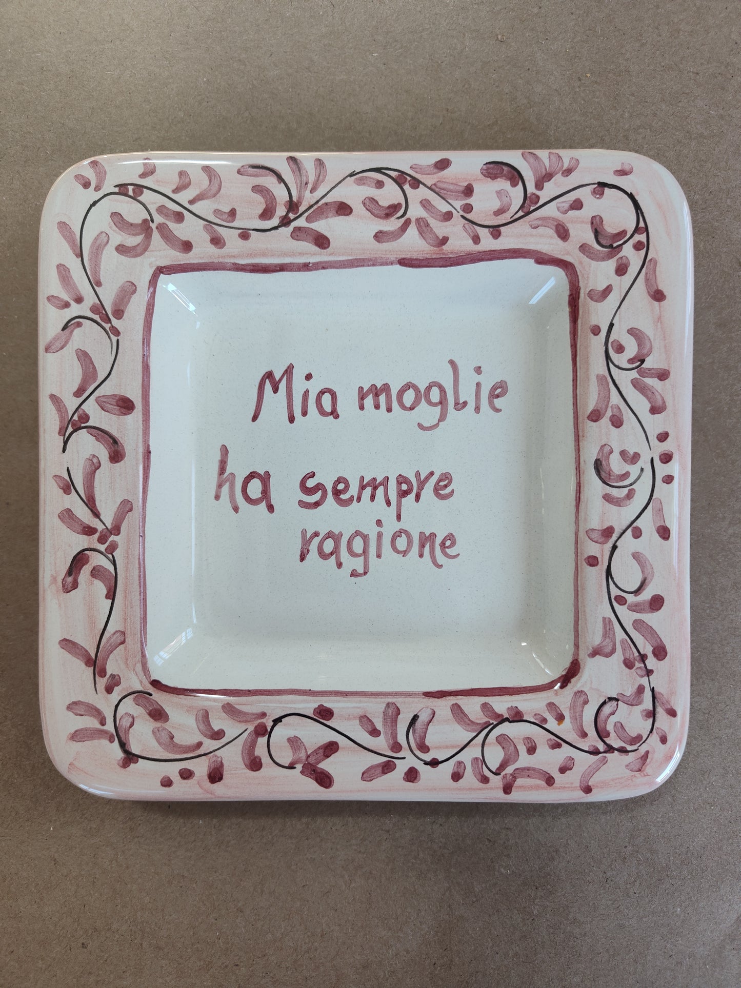 Plate, 6 x 6 inches with Italian Phrases