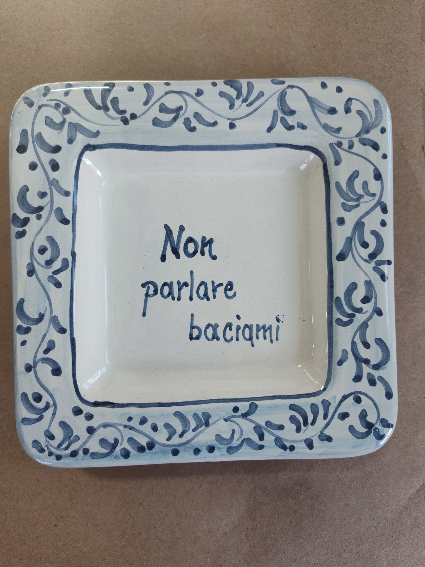 Plate, 6 x 6 inches with Italian Phrases
