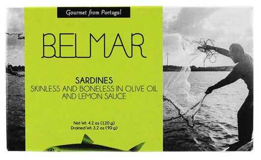 Belmar Sardines in Olive Oil and Lemon Sauce, skinless, boneless