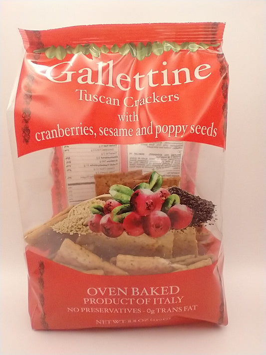 Gallettine Tuscan Crackers with Cranberry and Poppyseed