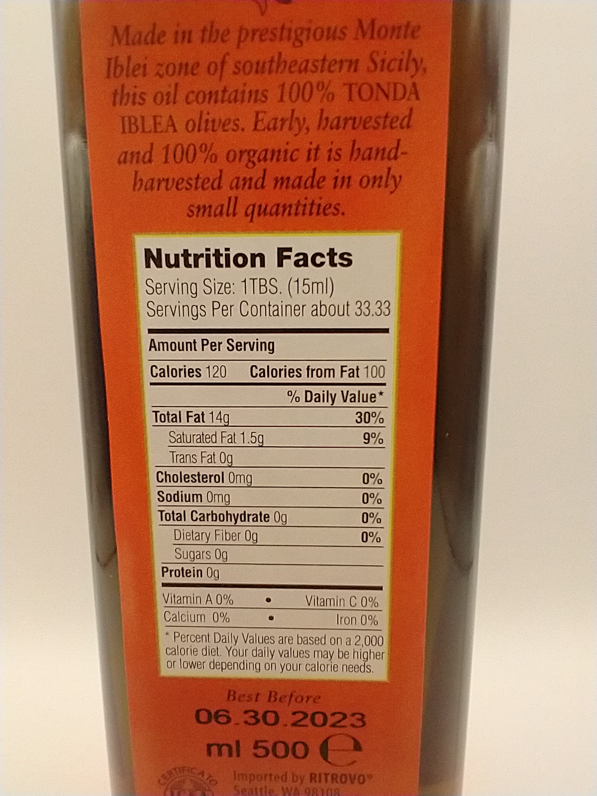 Marino Organic Sicilian EVOO Tonda Iblea