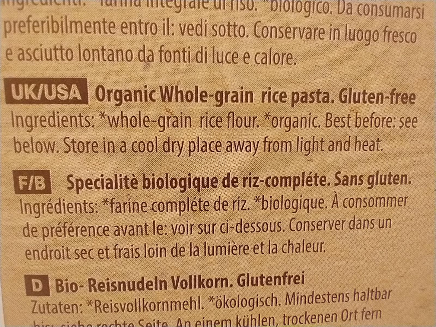 Senza Glutine Organic Whole Rice Fusilli Gluten Free