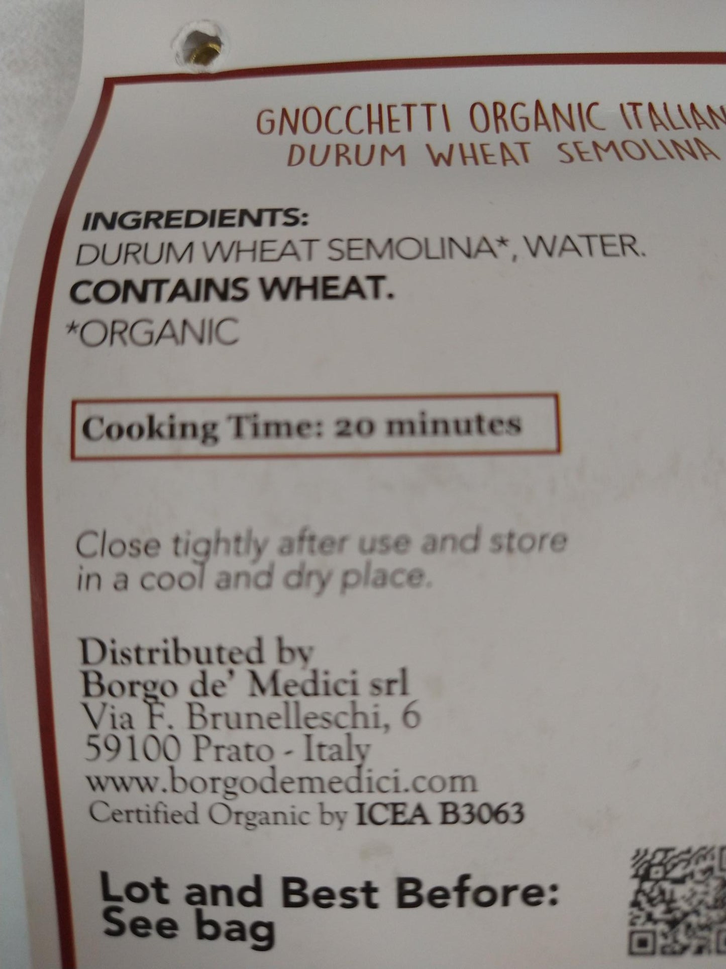 Borgo de' Medici Gnocchetti Organic Pasta