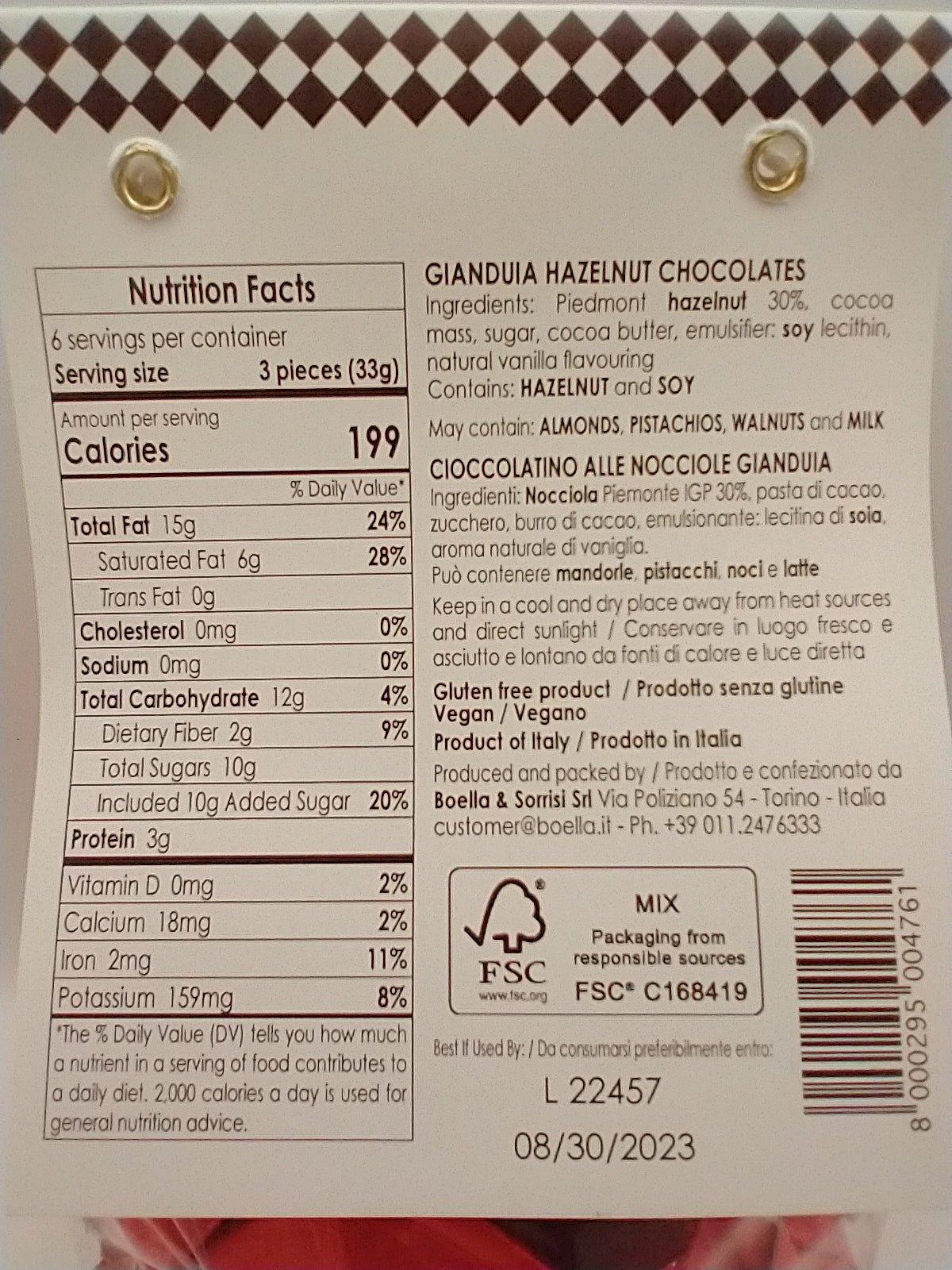 Gianduiotti Hazelnut Chocolates