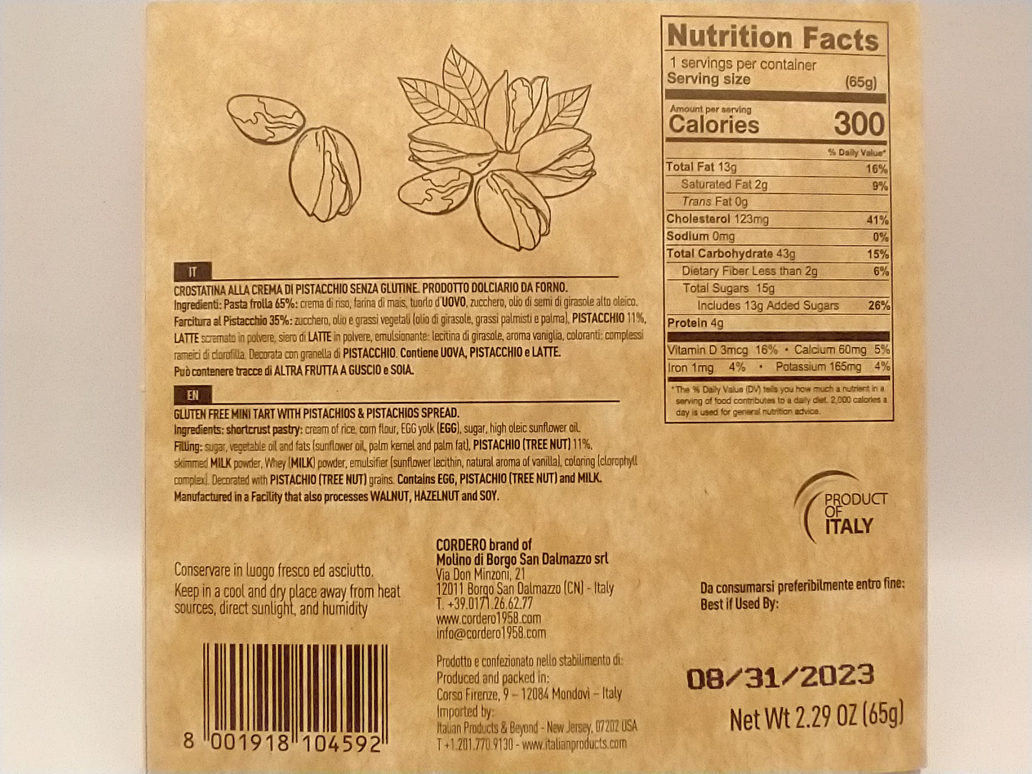 Gluten Free Mini Tart with Pistachio Spread