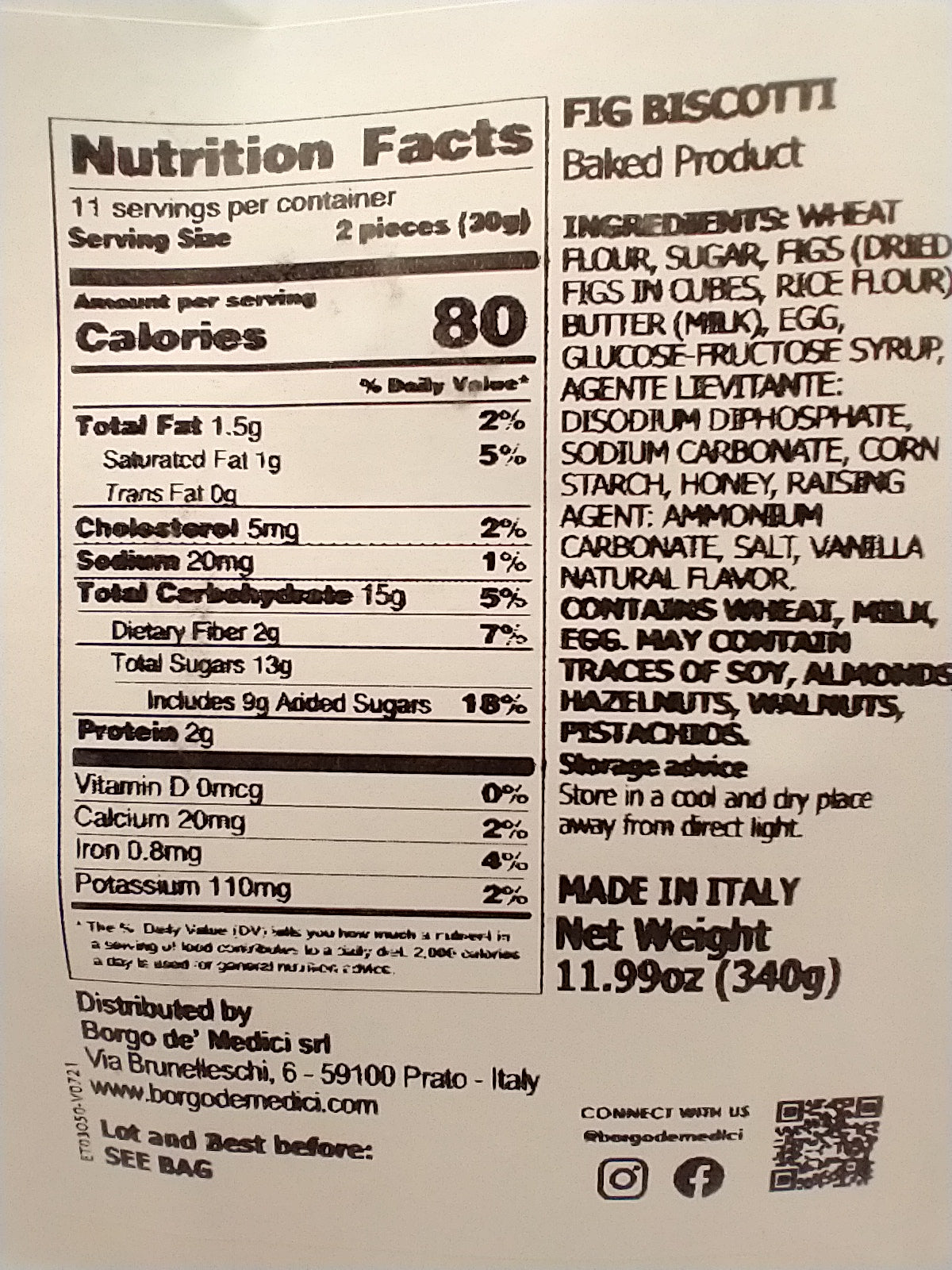 Borgo de' Medici Figs Semi Soft baked Biscotti