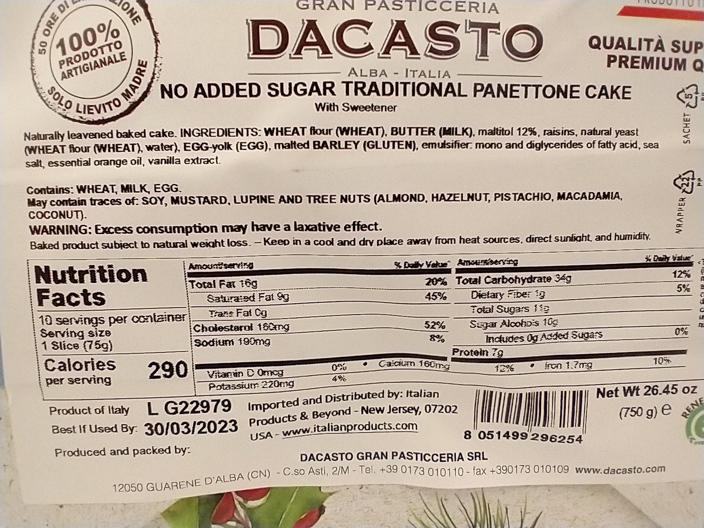 No Added Sugar Traditional Panettone Cake, Gourmet Line