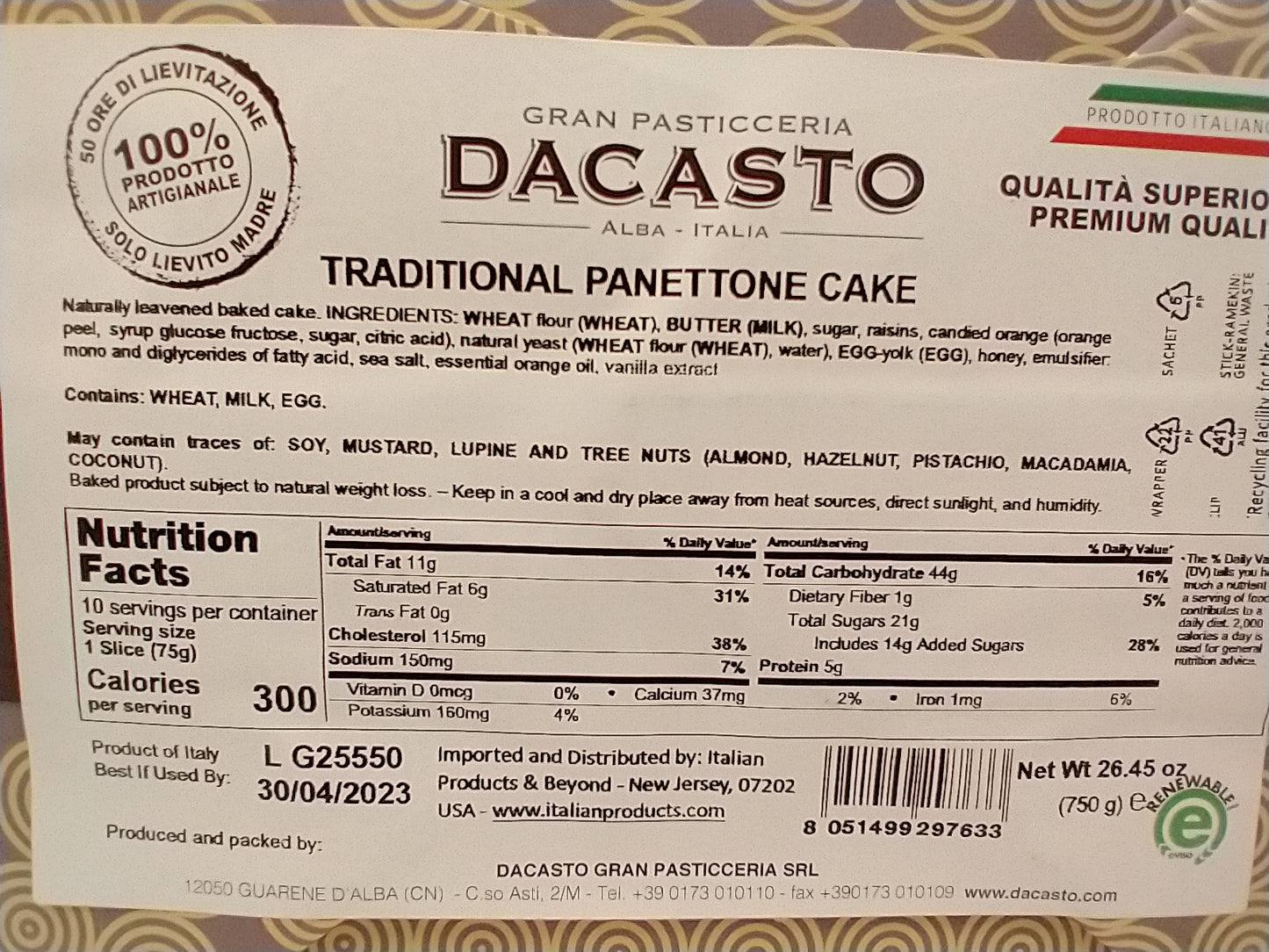 Panettone Cake, Traditional