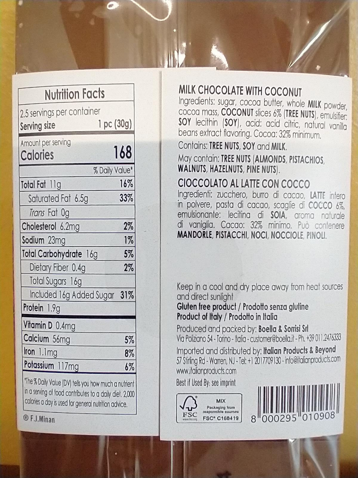 Boella Milk Chocolate Coconut Bar