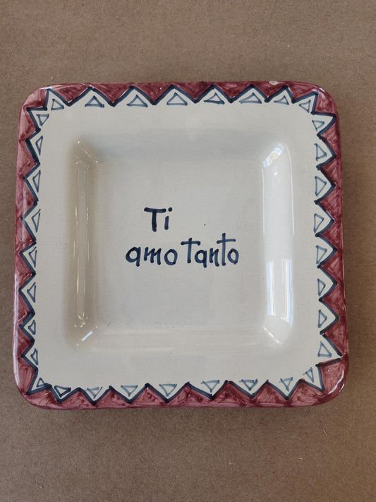 Plate, 6 x 6 inches with Italian Phrases