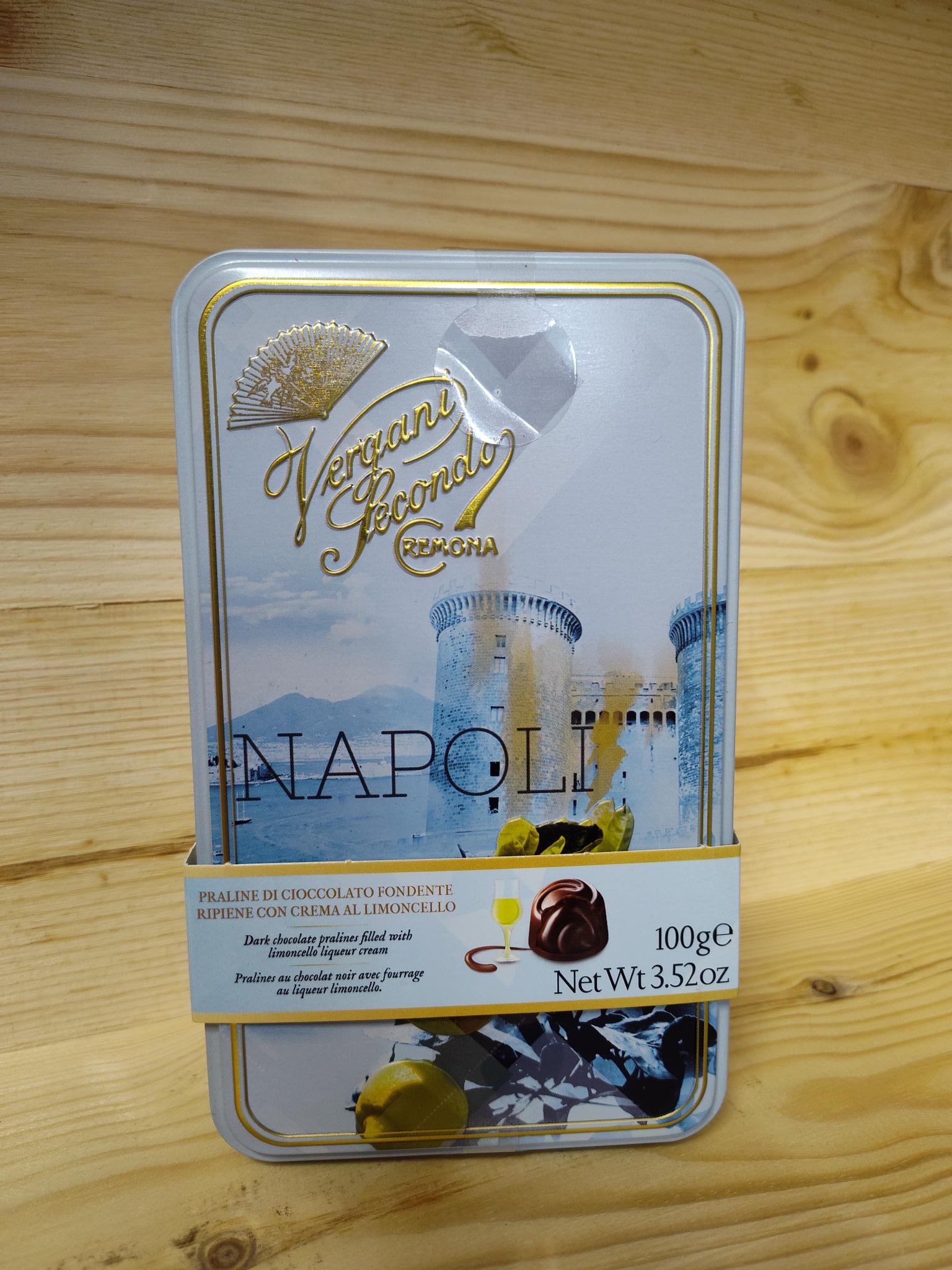 Vergani Napoli Limoncello Chocolate Pralines in Tin
