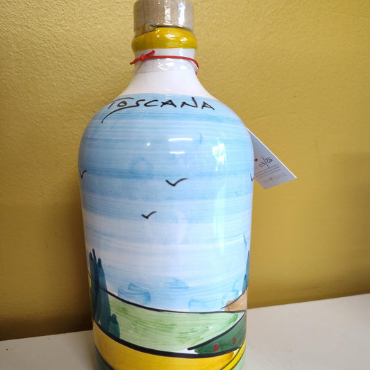 Sorrento Extra Virgin Olive Oil in Tuscan Scene Jar with Handle