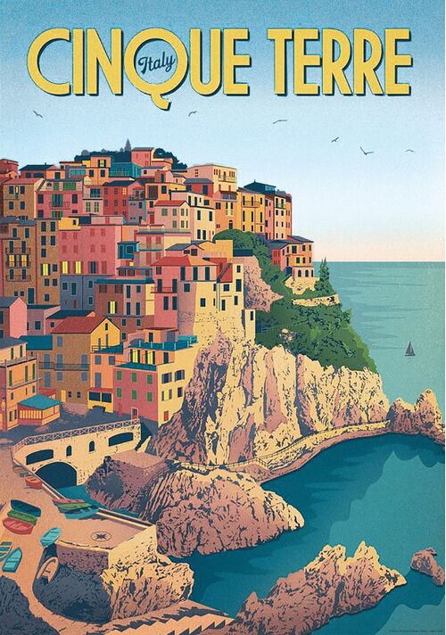 Cinque Terre Vintage Poster
