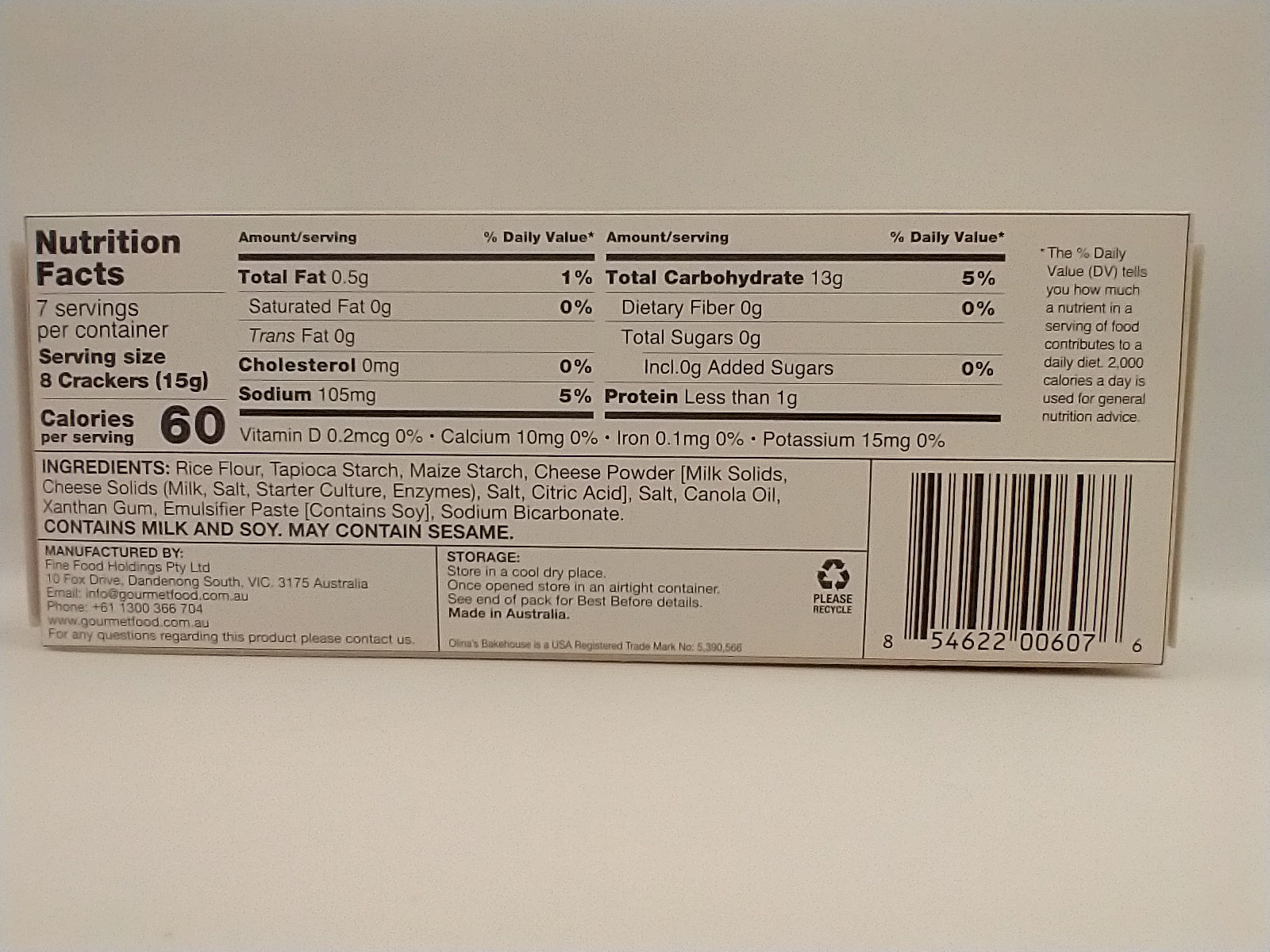 Olina's Gluten Free Plain Wafers