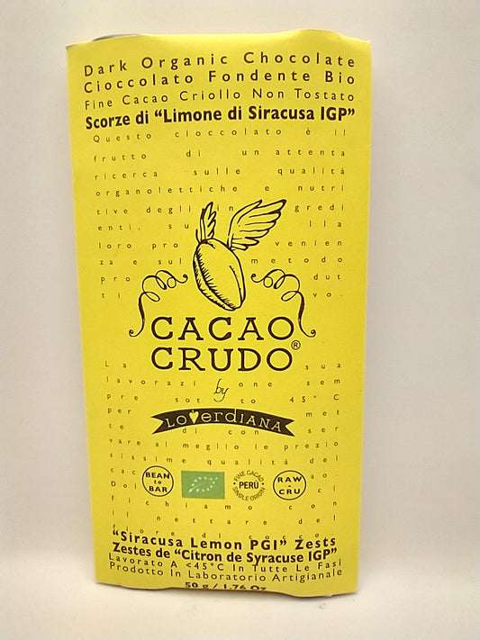 Cacao Crudo Dark Chocolate Limone Bar