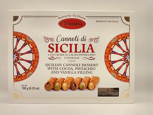 Pennisi Cannoli w/Chocolate, Pistachio & Vanilla Filling