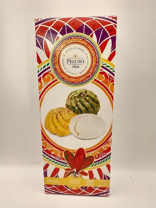 Peluso Sicily Trio Almond Paste Cookies Limone, Pistaki, Mandarine