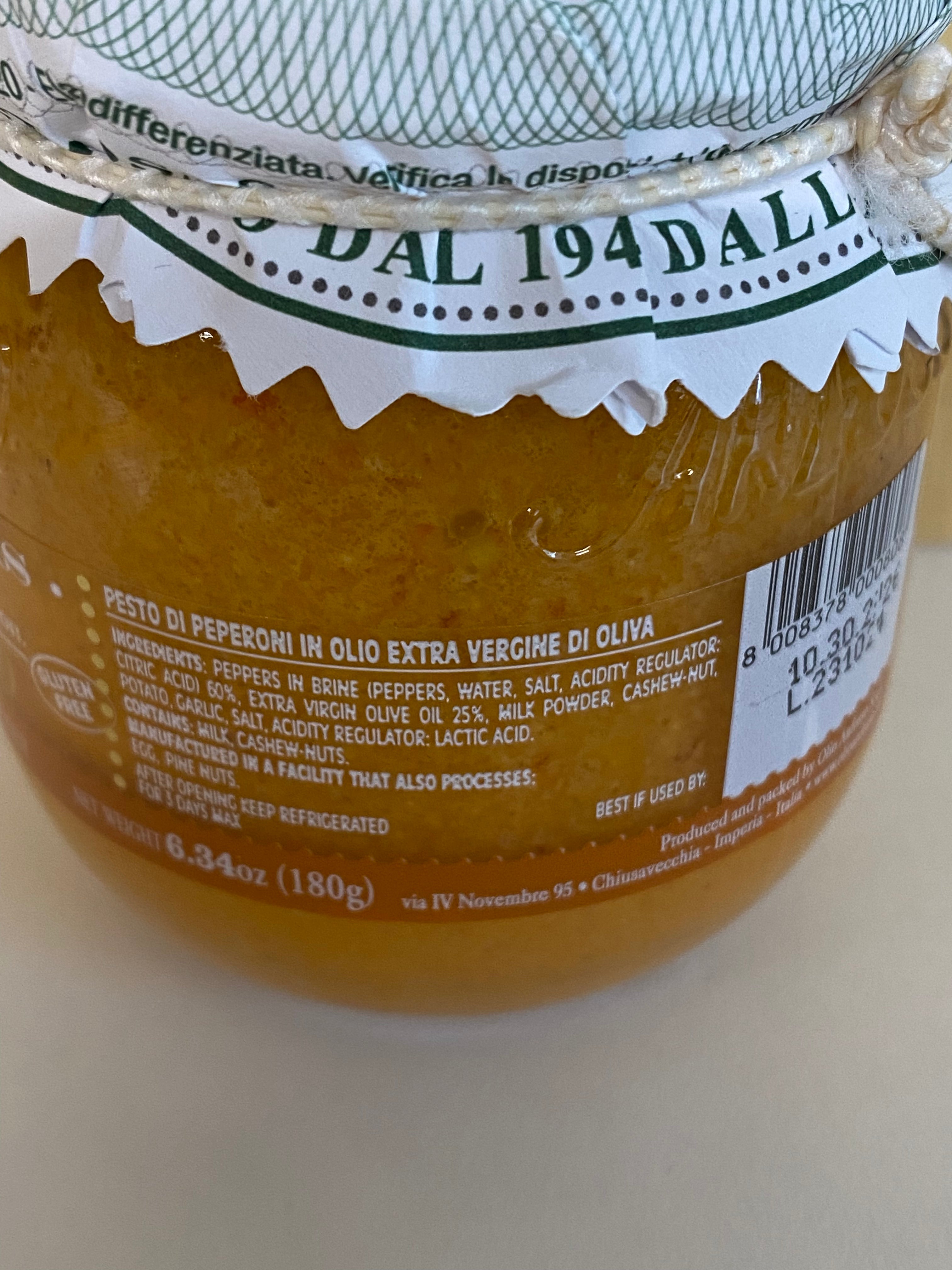 Anfosso Red Peppers Pesto 180 gr